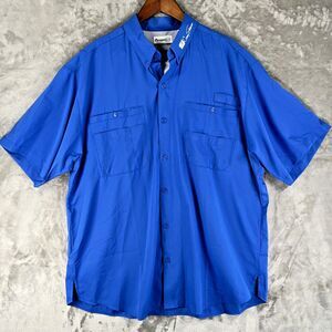 ParagonX Coby Stevens Mens XL Blue Fishing Shirt UPF 40+ Vented Short Sleeve